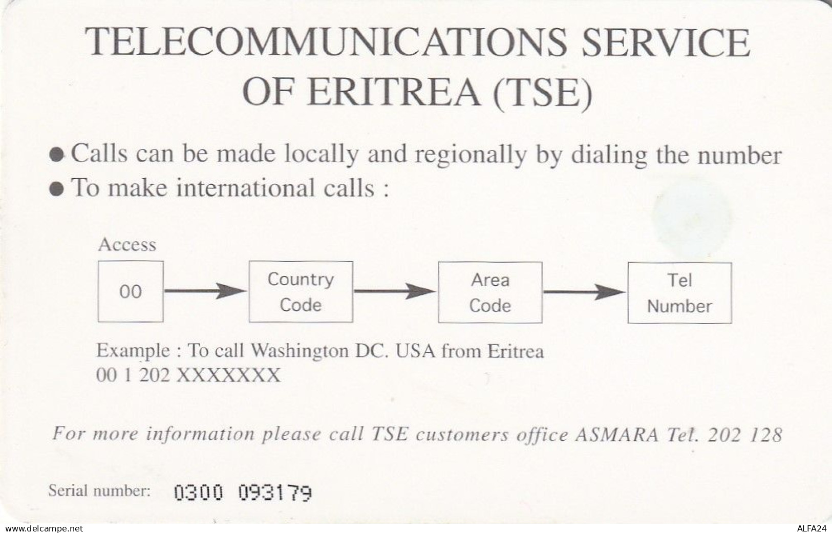 PHONE CARD ERITREA  (E114.10.2 - Eritrea
