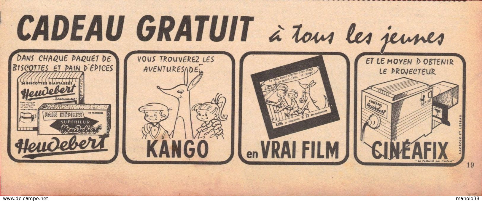 Biscottes Heudebert. Cadeau Gratuit à Tous Les Jeunes. Les Aventures De Kango En Vrai Film Et Projecteur Cinéafix. 1959. - Publicités