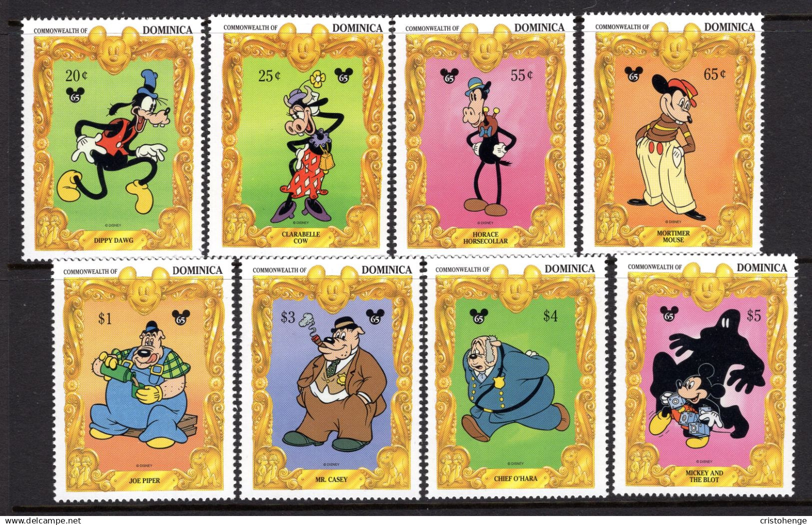 Dominica 1994 Walt Disney - 65th Anniversary Of Mickey Mouse Set MNH (SG 1898-1905) - Dominica (1978-...)