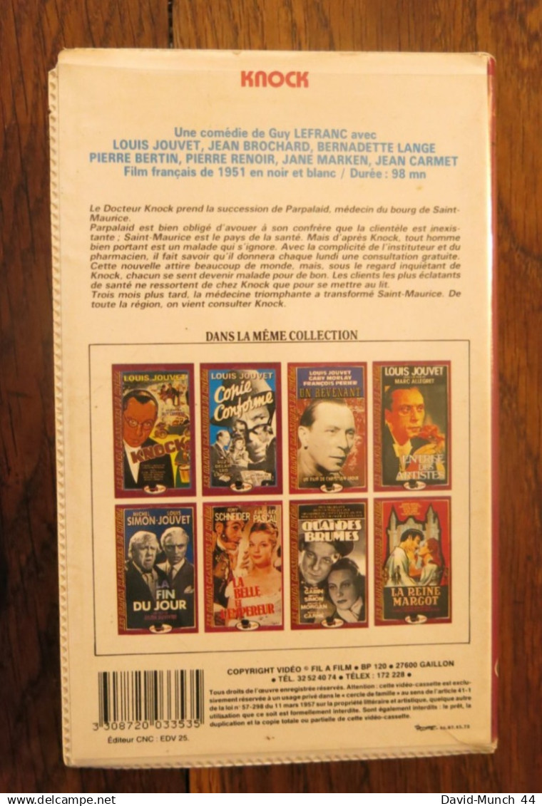 (VHS) Knock De Guy Lefranc. Fil à Film, Les Grands Classiques Du Cinéma. Non Daté - Classic