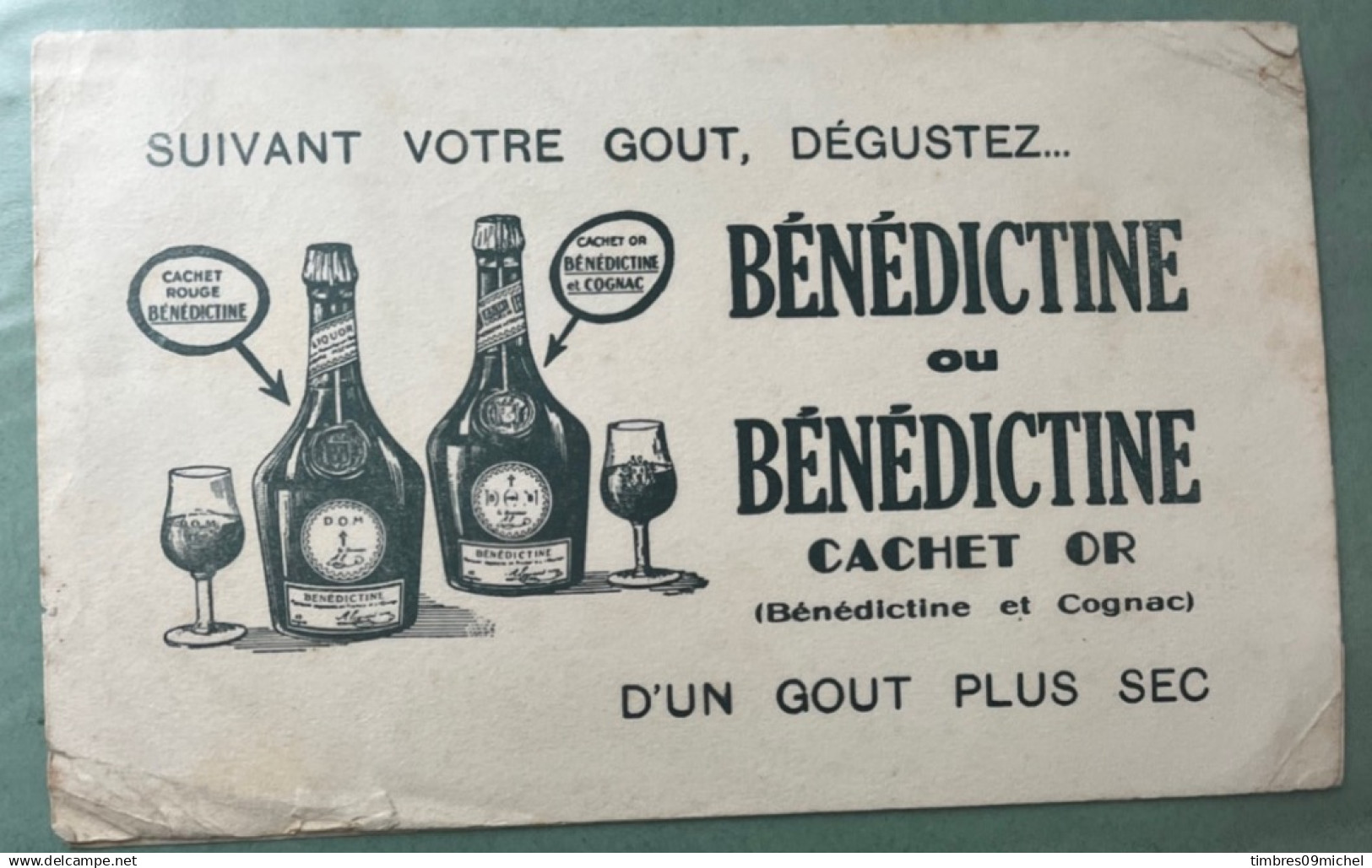 Buvard Bénédictine Cachet Or 2 Modèles - Liquor & Beer