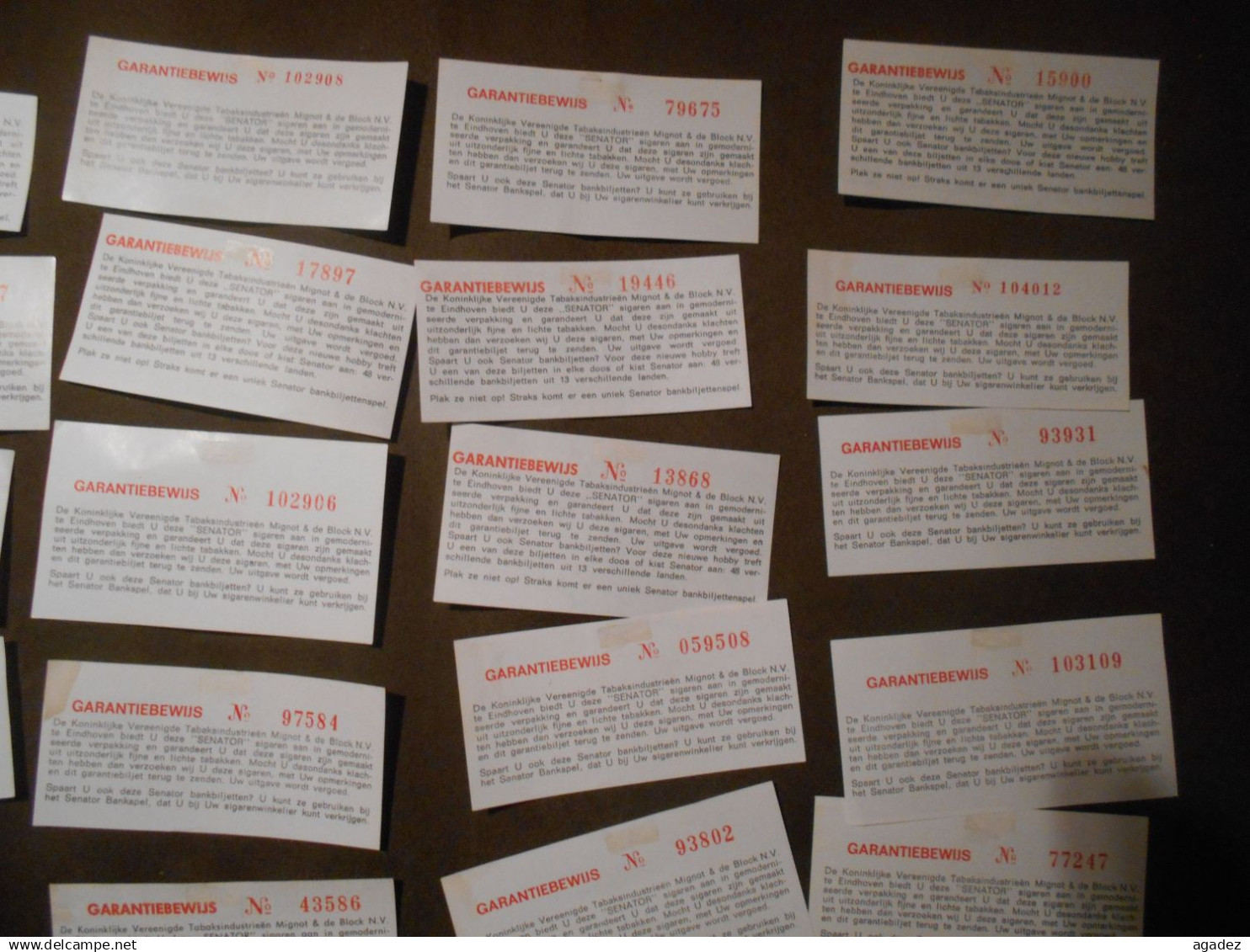 29 billets factices du jeu Senator bankspel  Cigares Mignot et Block 1960