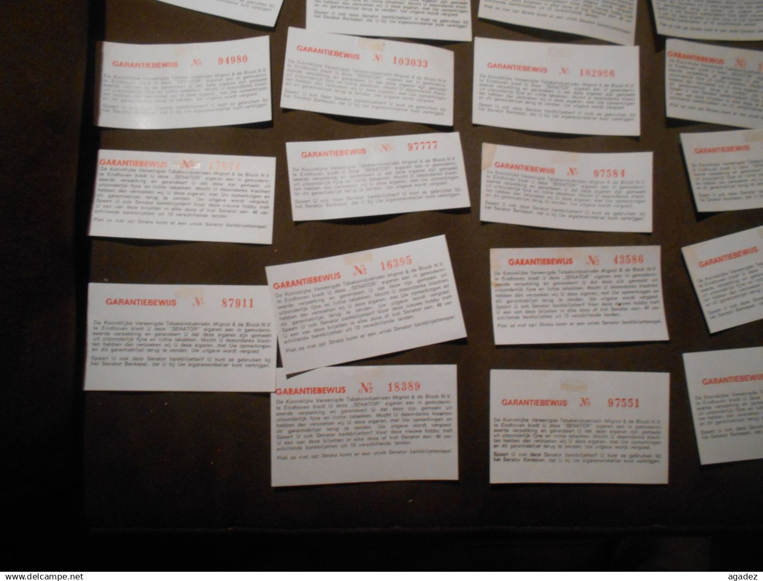 29 billets factices du jeu Senator bankspel  Cigares Mignot et Block 1960