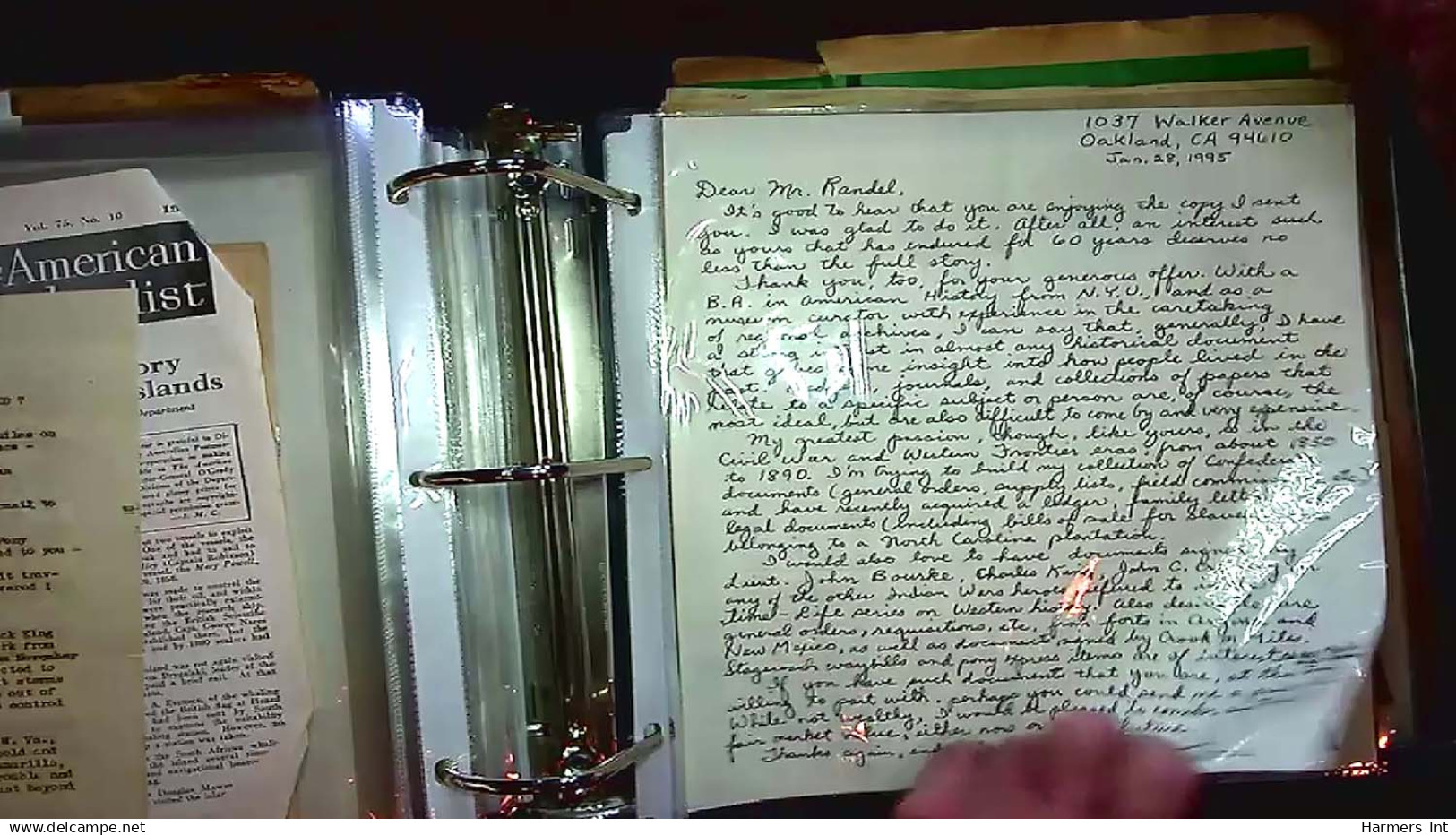 Lot # 002 THE WILLIAM RANDALL  REFERENCE AND MEMORABILIA from his collection of autographs and documents