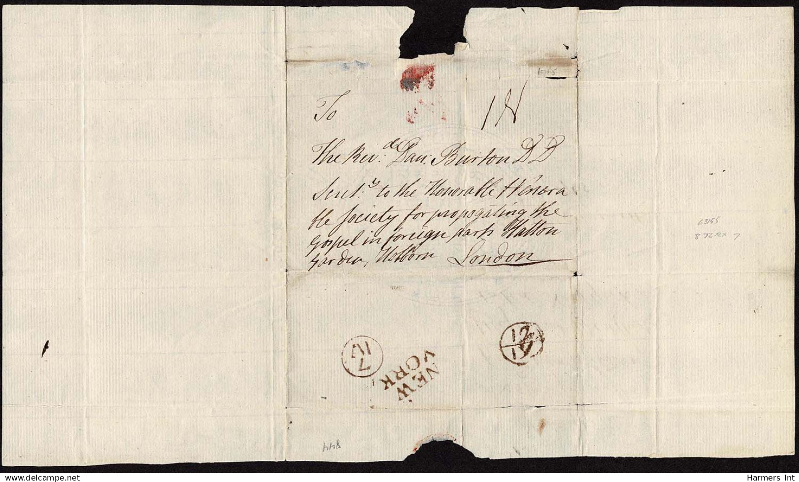 Lot # 005 UNITED STATES: Stampless Colonial: Used To London: 1765 June Folded Letter Sheet - …-1845 Prephilately