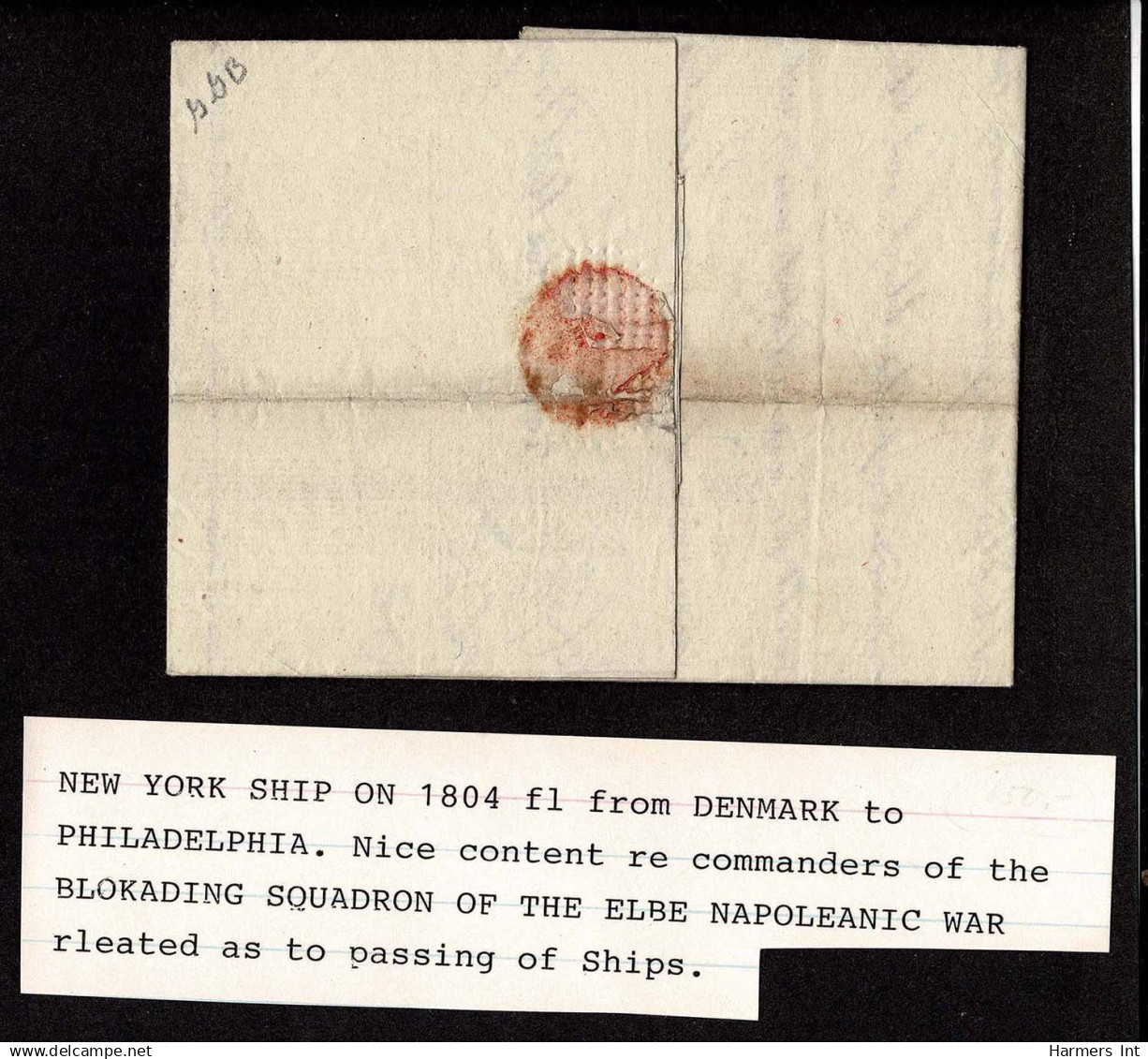 Lot # 006 DENMARK To PHILADELPHIA: Napoleonic War 1804 Printed Circular (in English) - …-1845 Prephilately
