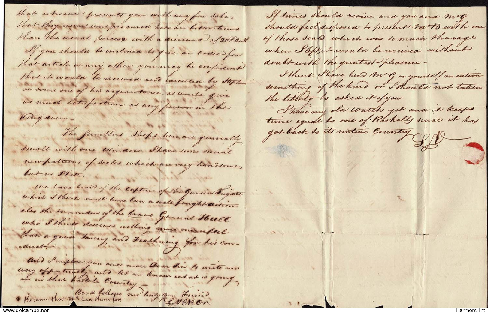 Lot # 007 LIVERPOOL TO PHILADELPHIA, Complete Folded Letter Date-lined 27 Oct 1812 - …-1845 Prephilately