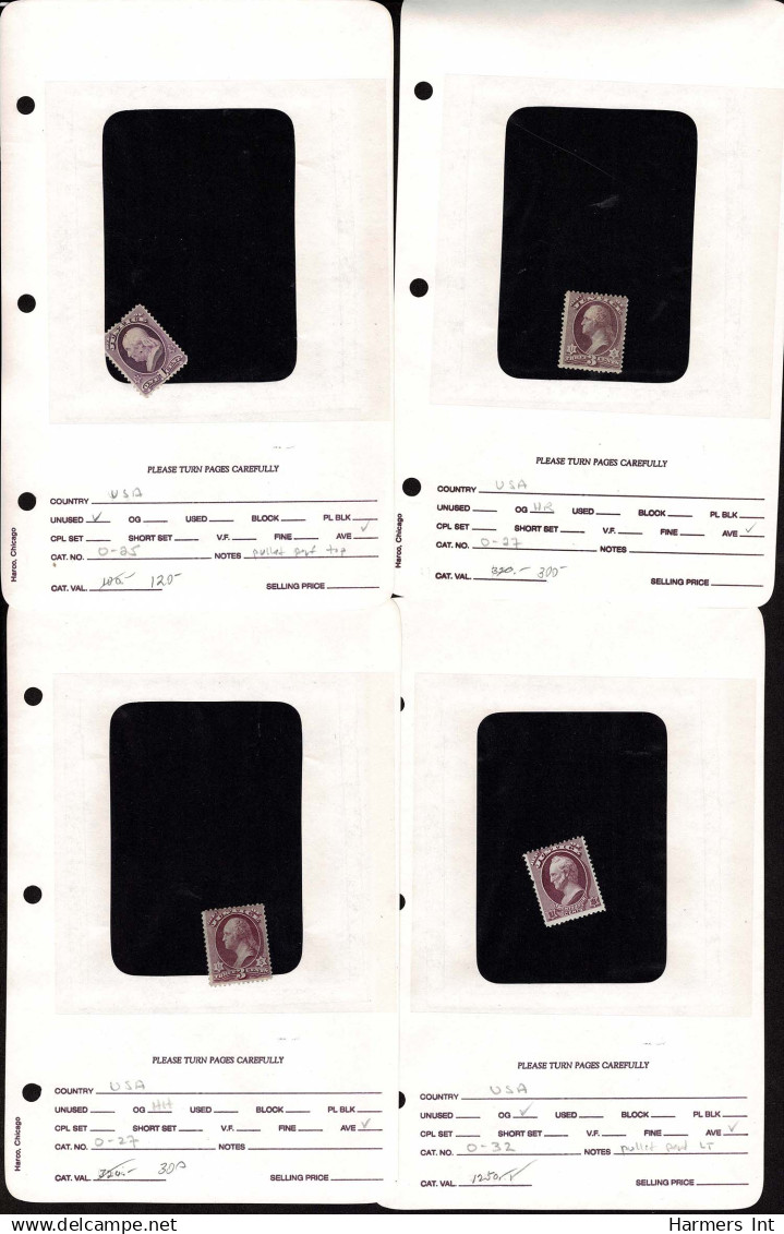 Lot # 054 United States Officials: 1873 Fine Group Of 28 Stamps On Counter Book Pages - Officials