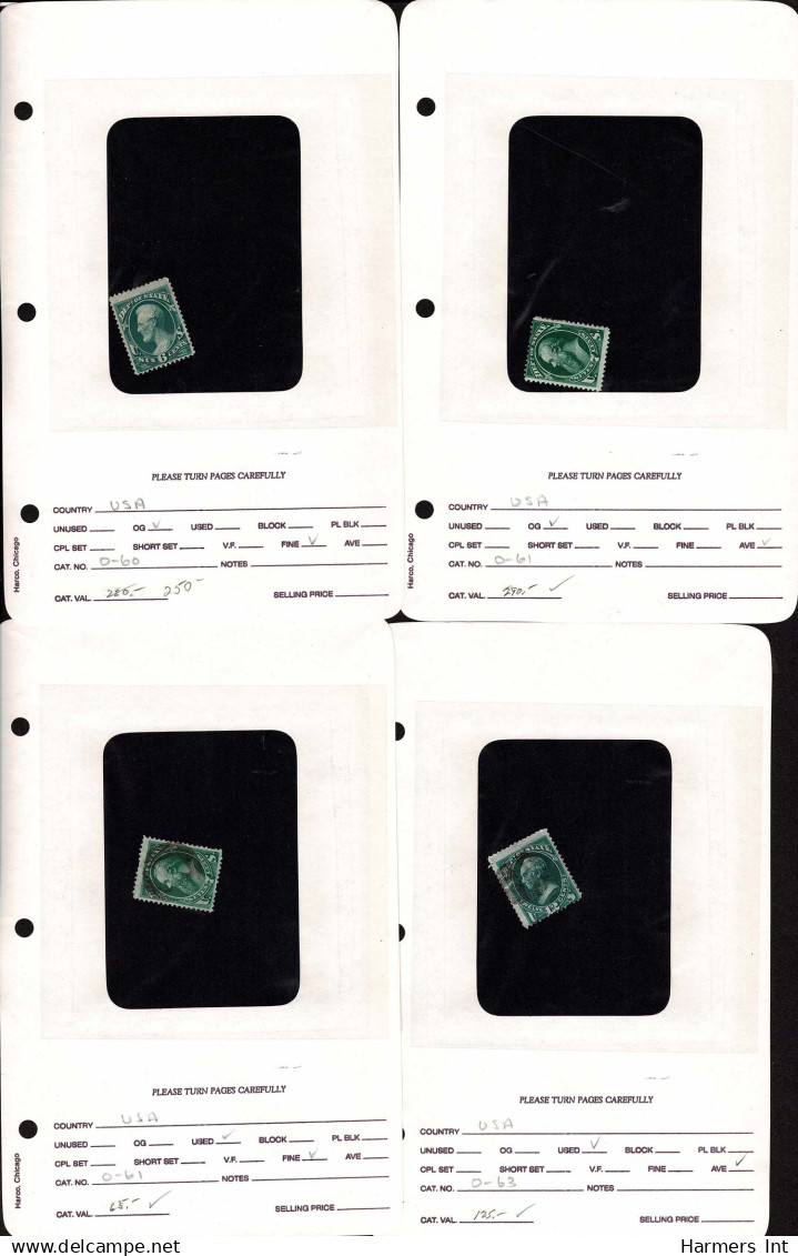Lot # 054 United States Officials: 1873 Fine Group Of 28 Stamps On Counter Book Pages - Officials