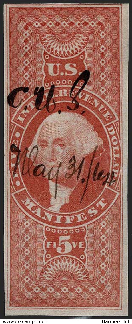 Lot # 056 United States Revenues: First two issues, 32 better stamps on dealer counter book pages