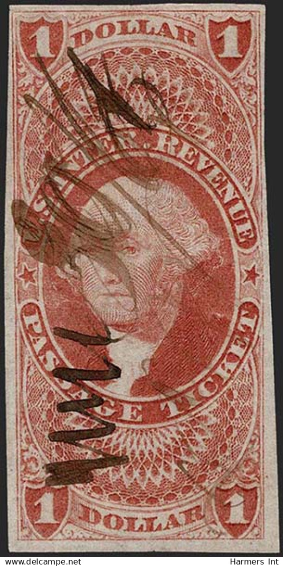 Lot # 056 United States Revenues: First two issues, 32 better stamps on dealer counter book pages