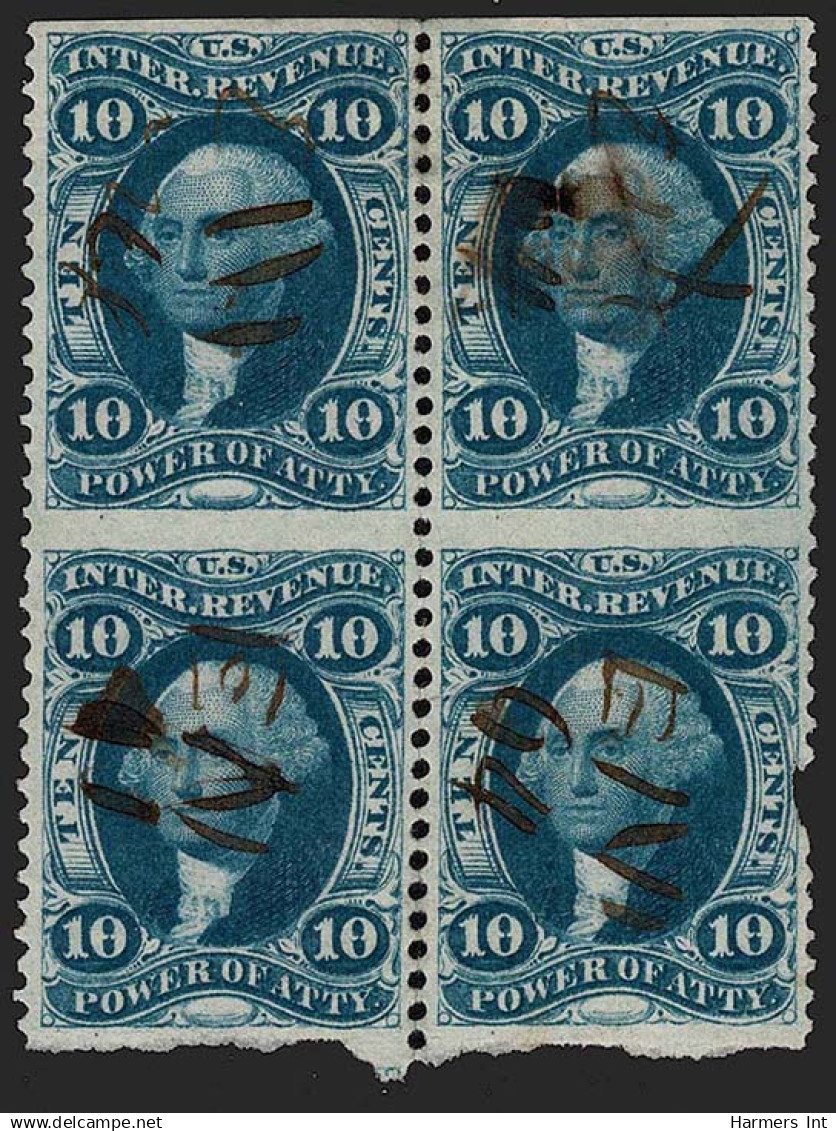 Lot # 056 United States Revenues: First two issues, 32 better stamps on dealer counter book pages