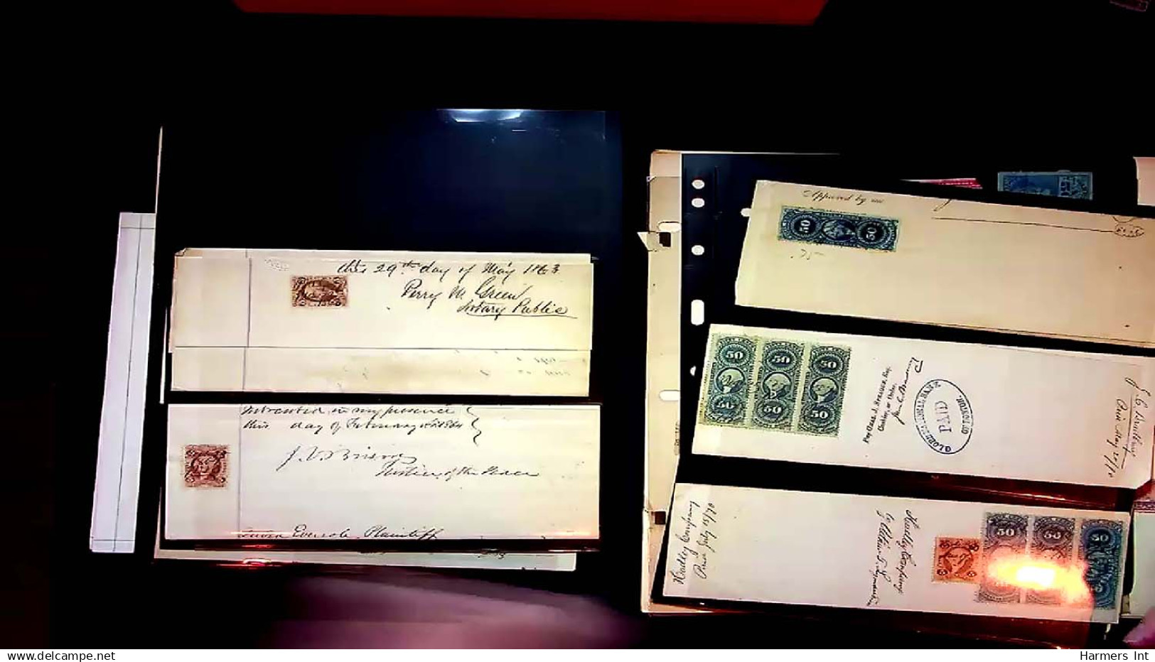 Lot # 057 UNITED STATES: Revenues; 19th Century Perforated Issues, the remainder  31 blocks and strips (up to 49)