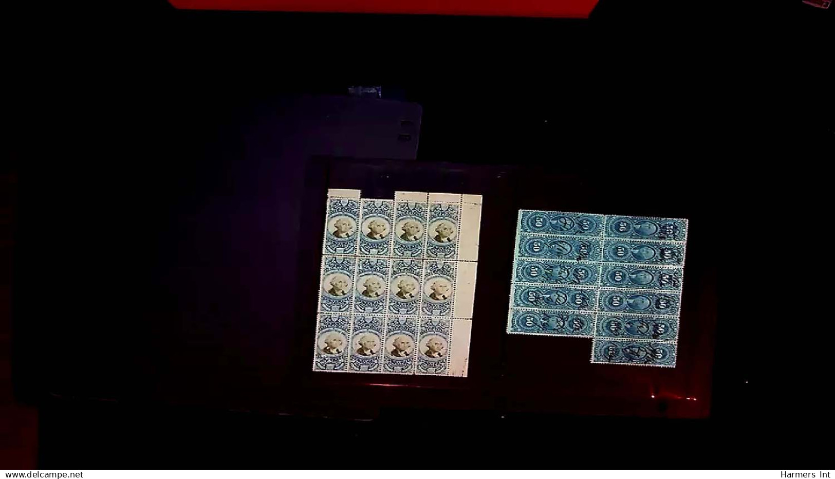 Lot # 057 UNITED STATES: Revenues; 19th Century Perforated Issues, the remainder  31 blocks and strips (up to 49)