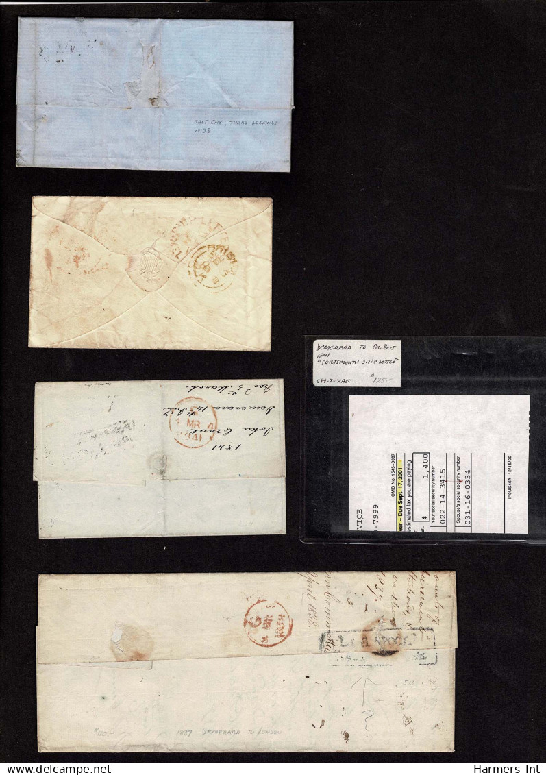 Lot # 372 BRITISH COMMONWEALTH: Stampless Covers; 1769 - 1854 -  17 Folded Letters And Envelopes From And To Colonies - ...-1840 Prephilately
