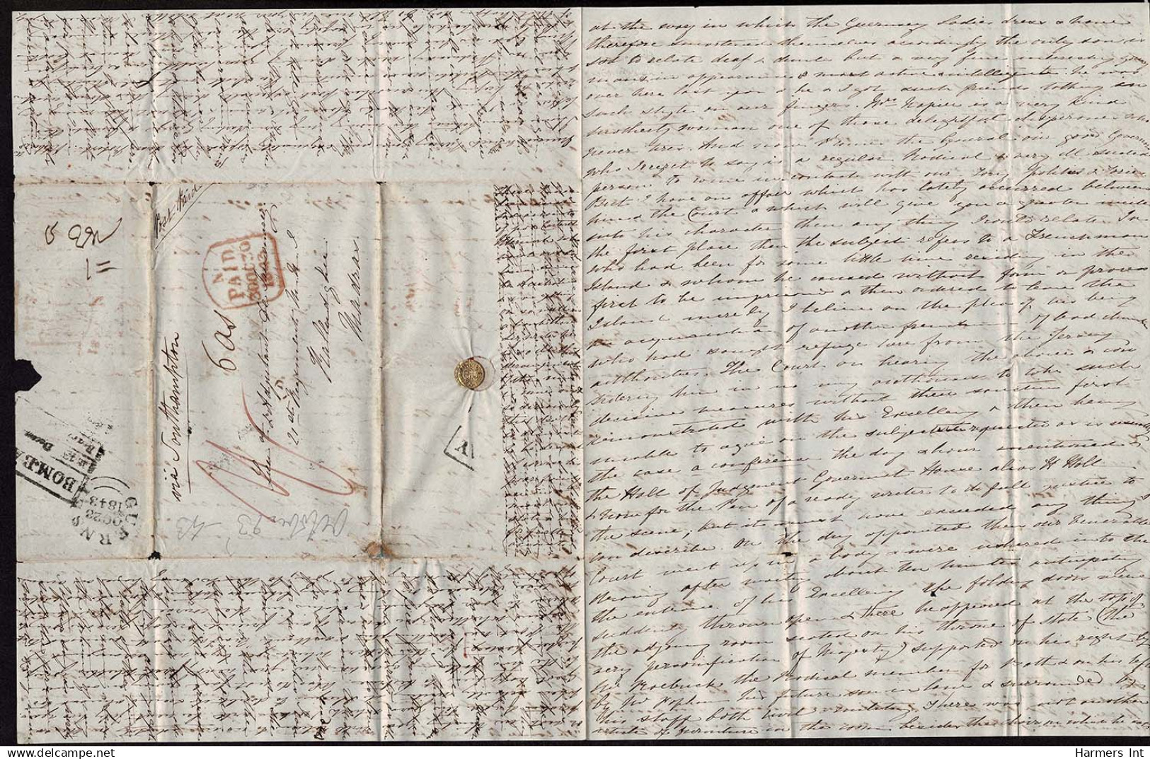 Lot # 372 BRITISH COMMONWEALTH: Stampless Covers; 1769 - 1854 -  17 folded letters and envelopes from and to colonies