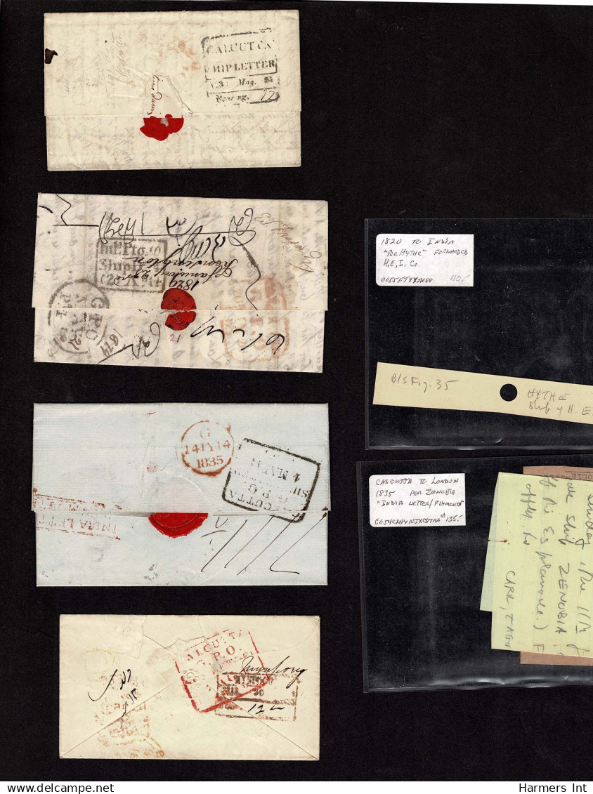 Lot # 372 BRITISH COMMONWEALTH: Stampless Covers; 1769 - 1854 -  17 folded letters and envelopes from and to colonies