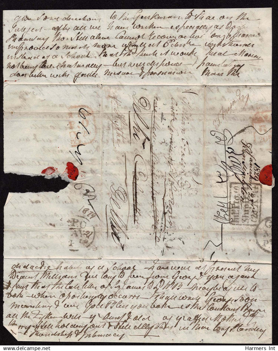 Lot # 372 BRITISH COMMONWEALTH: Stampless Covers; 1769 - 1854 -  17 folded letters and envelopes from and to colonies