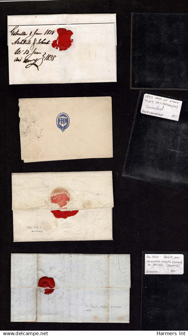 Lot # 372 BRITISH COMMONWEALTH: Stampless Covers; 1769 - 1854 -  17 folded letters and envelopes from and to colonies