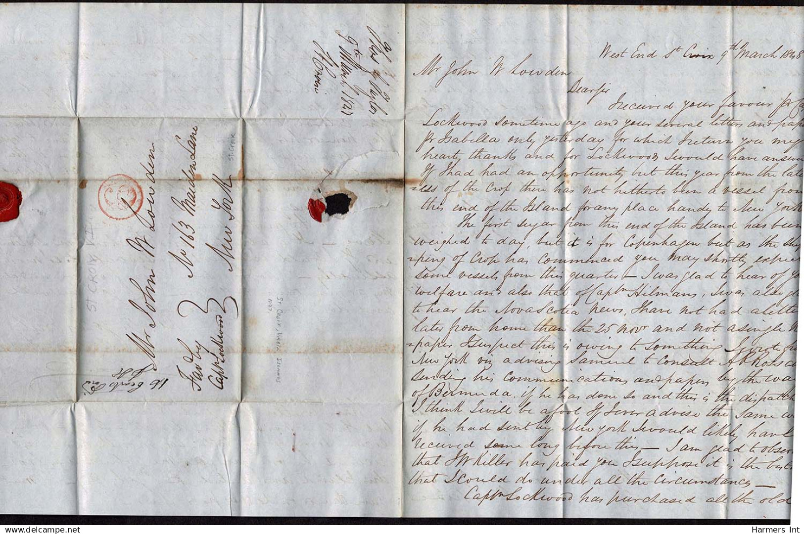 Lot # 372 BRITISH COMMONWEALTH: Stampless Covers; 1769 - 1854 -  17 folded letters and envelopes from and to colonies