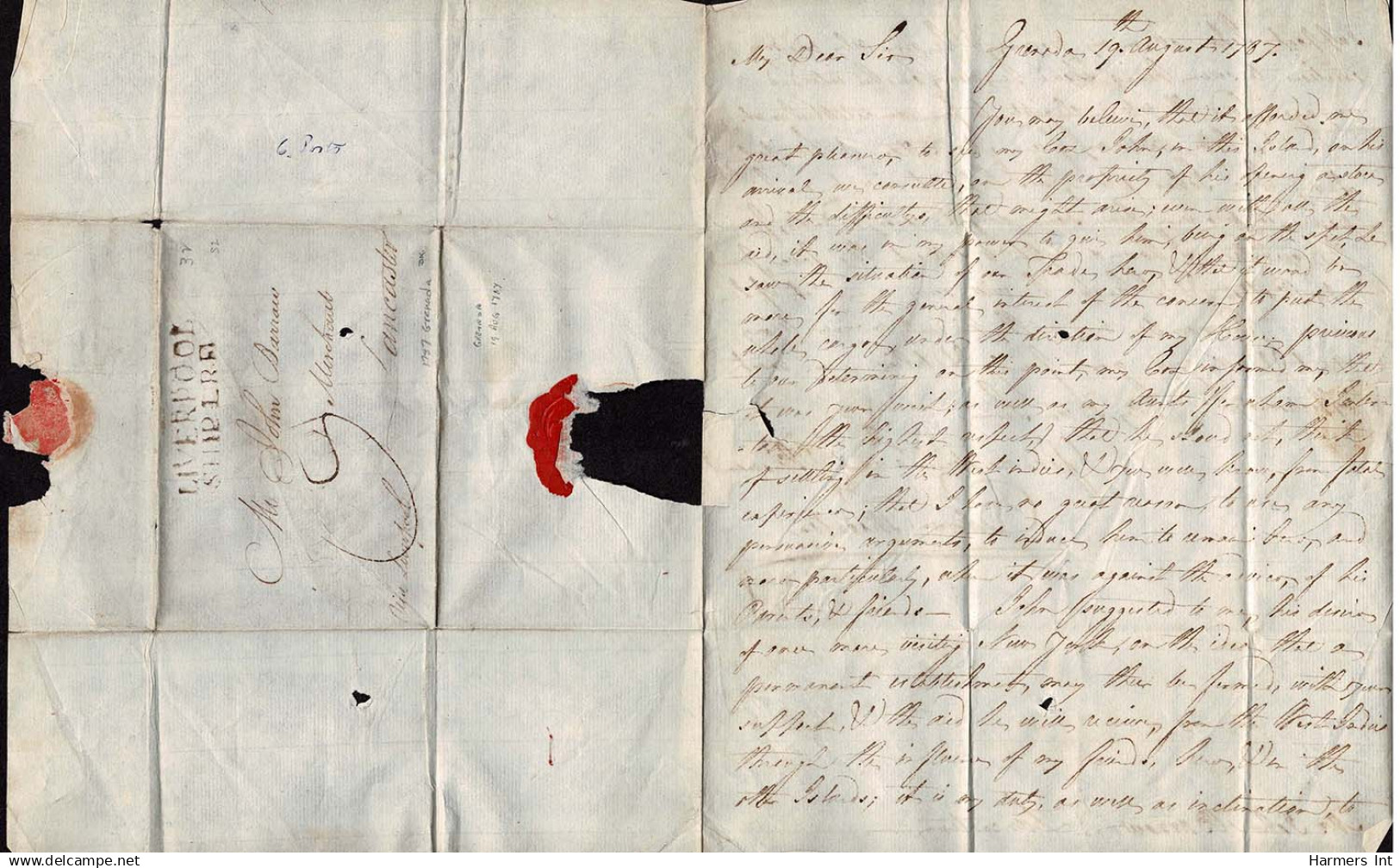Lot # 372 BRITISH COMMONWEALTH: Stampless Covers; 1769 - 1854 -  17 folded letters and envelopes from and to colonies