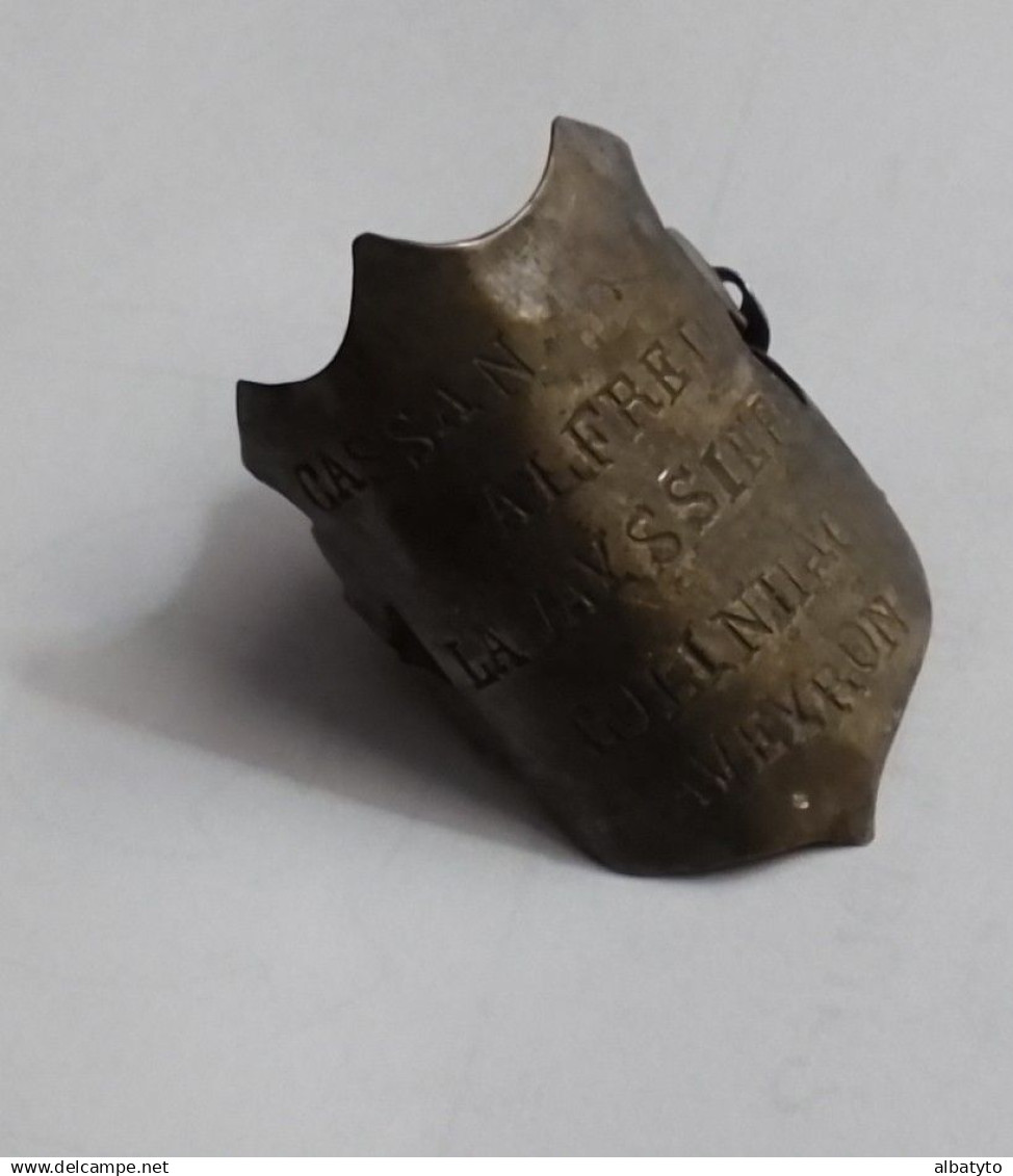Vélo Plaque Laiton Ancienne Immatriculation Identification Propriétaire Golinhac La Vayssière Aveyron Alfred Cassan - Nummerplaten