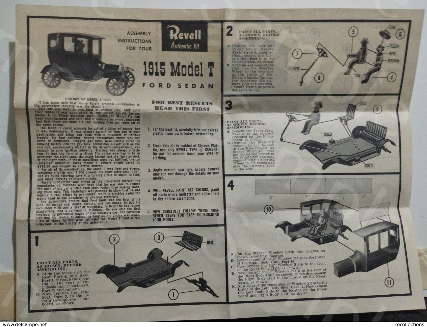 Assembly Instructions Notices De Montage Depliant Revell 1915 Model T Ford Sedan - Other & Unclassified