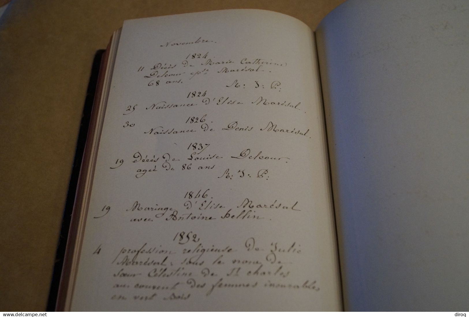 Noblesse,Liège,1861,Mes Souvenirs de Annette Marésal Mathias,Famille 227 pages +13 pages souvenirs,22 Cm. sur 14,5 Cm.