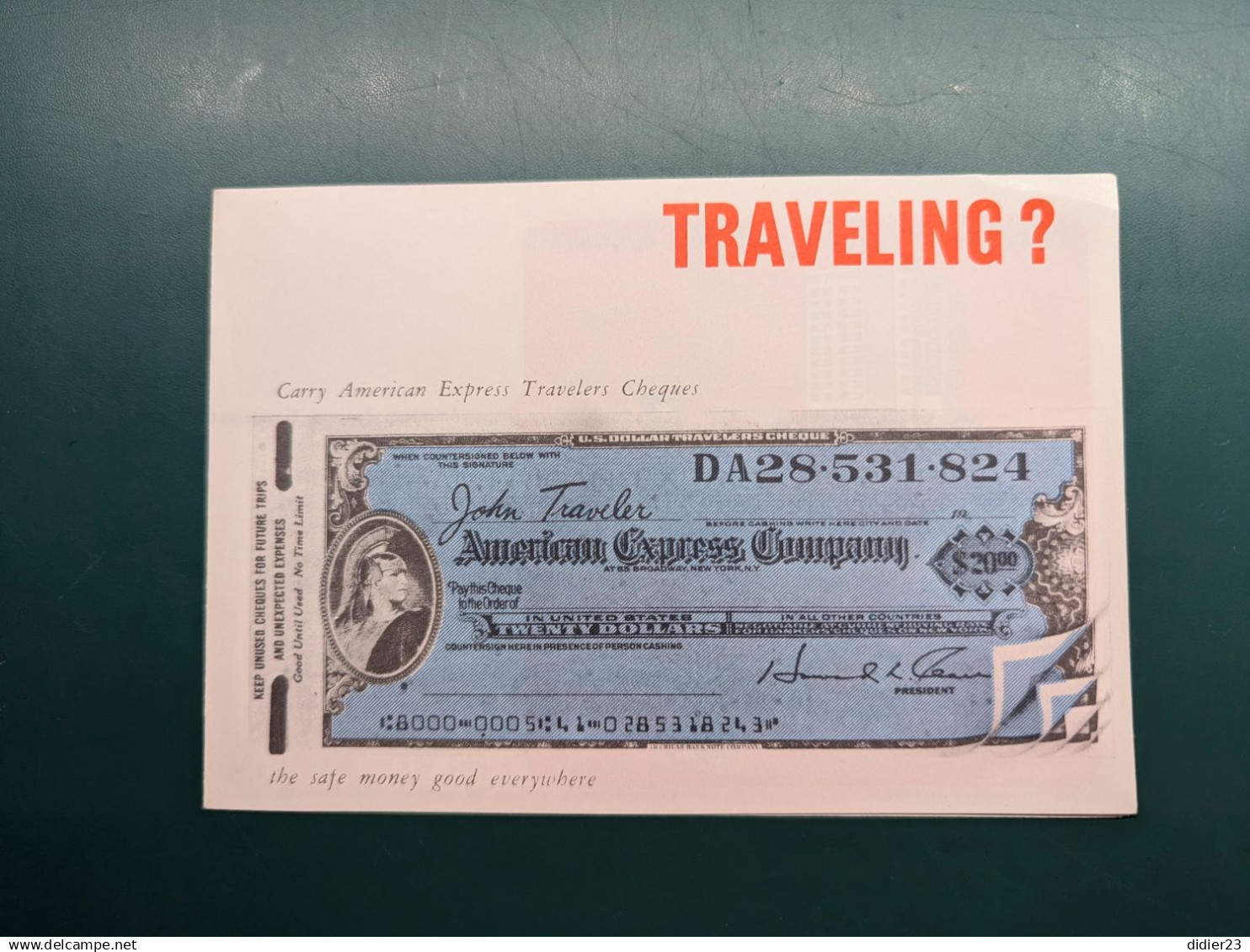 American Express Travelers Cheques Gebührenfrei Einlösen Werbepostkarten - PUBLICITE AMERICAN EXPRESS TRAVELERS CHEQUES