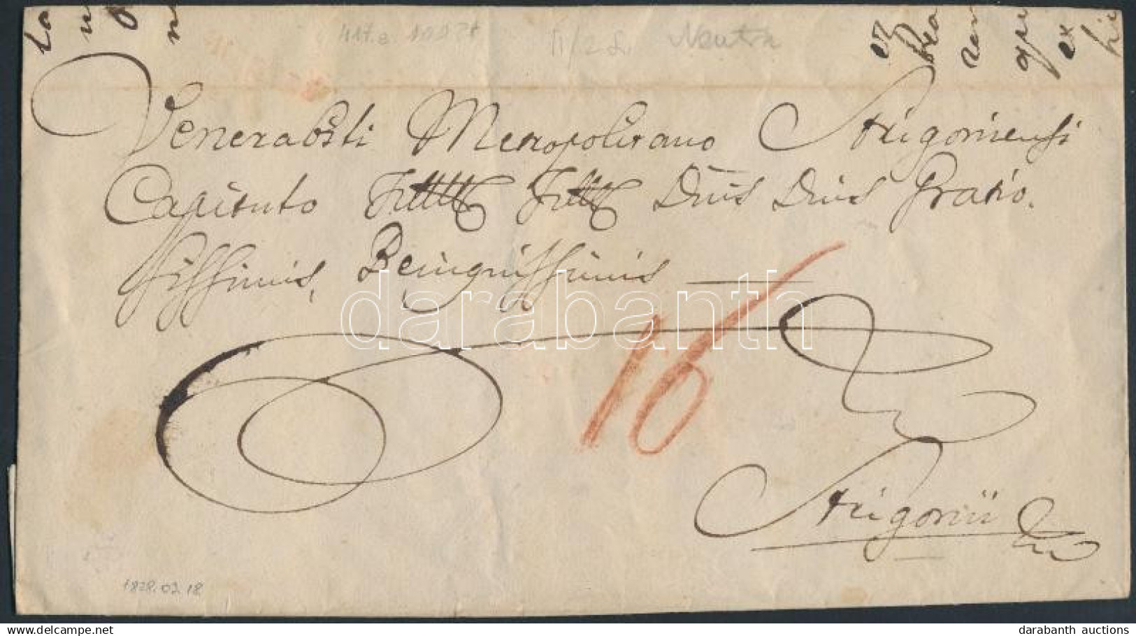 1828 Portós Levél Piros "NEUTRA" - Strigonii - Other & Unclassified