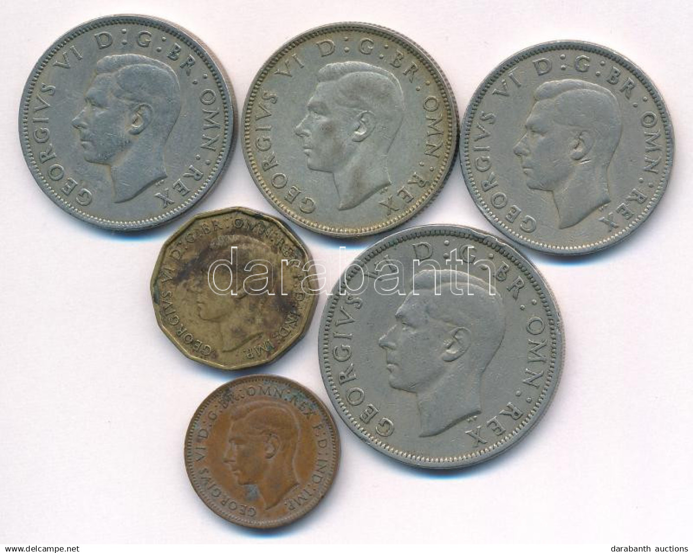 Nagy-Britannia 1942-1948. 1f-1/2C (6xklf) Közte 1942. 2Sh Ag "VI. György" T:XF,VF United Kingdom 1942-1948. Farthing - 1 - Unclassified