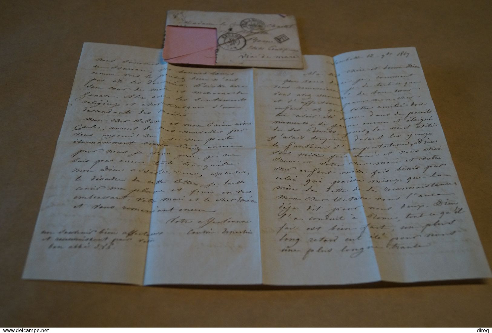 16 anciens Documents manuscrits + envois du Comte Carlos D'Alcantara,gradé de l'armée des Zouaves,Vatican