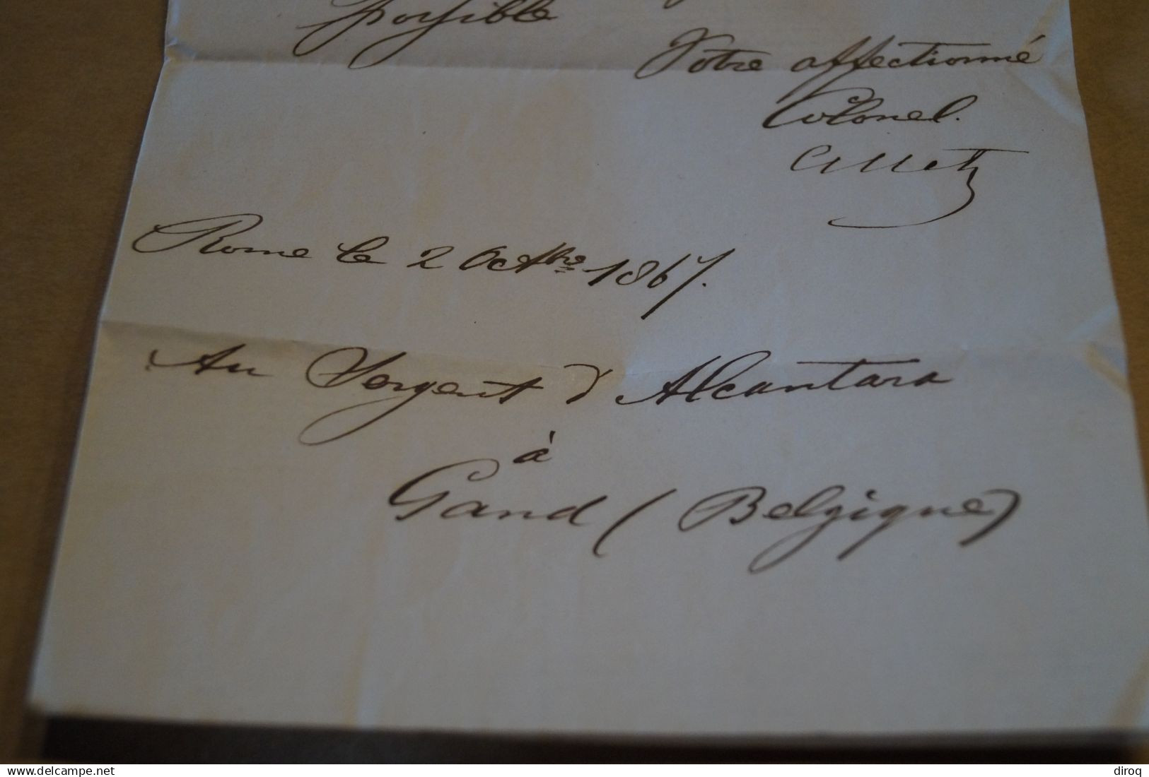 16 anciens Documents manuscrits + envois du Comte Carlos D'Alcantara,gradé de l'armée des Zouaves,Vatican