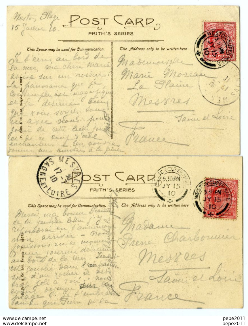 Set Of 2 Old Postcards - WESTON SUPER MARE:  The Pier - Esplanade - 1910 - Weston-Super-Mare