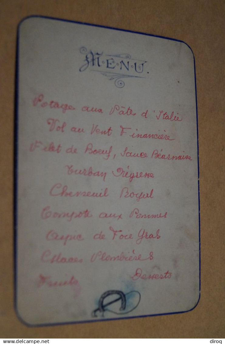 Ancien Menu,signé E.J.,dessiné A La Main Par Edmond Janne,Liège,12,5 Cm. Sur 8,5 Cm. - Menus