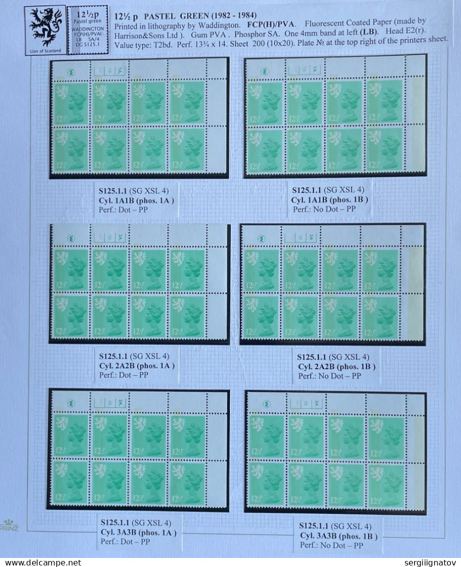 11,5p-15,5p Collection of Scotland Regional Machin cylinder blocks (19 pages)