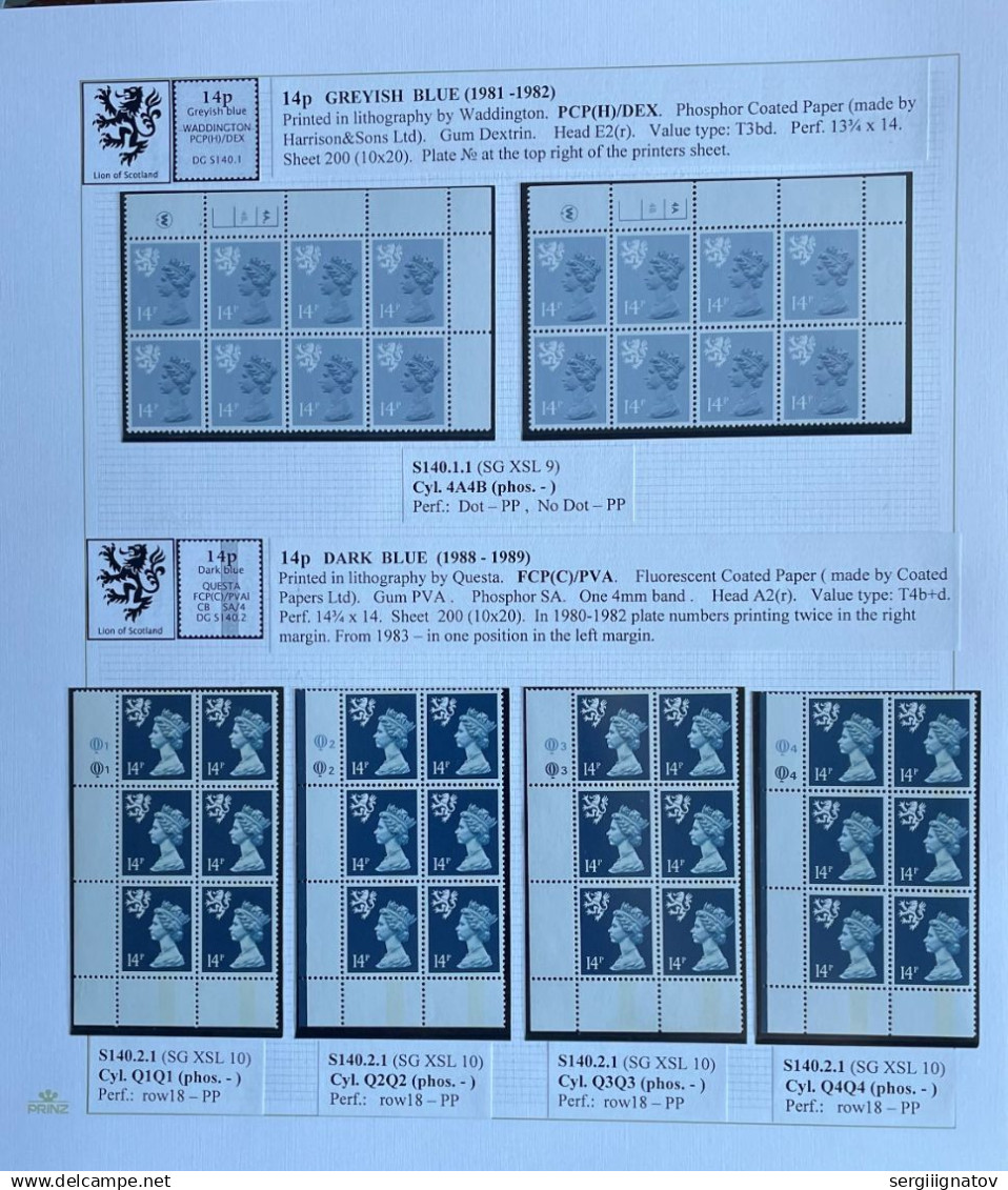 11,5p-15,5p Collection of Scotland Regional Machin cylinder blocks (19 pages)
