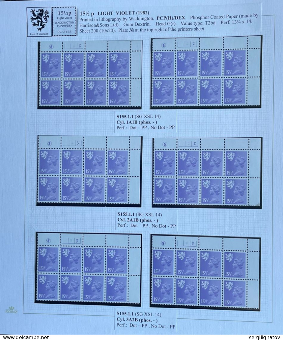 11,5p-15,5p Collection of Scotland Regional Machin cylinder blocks (19 pages)