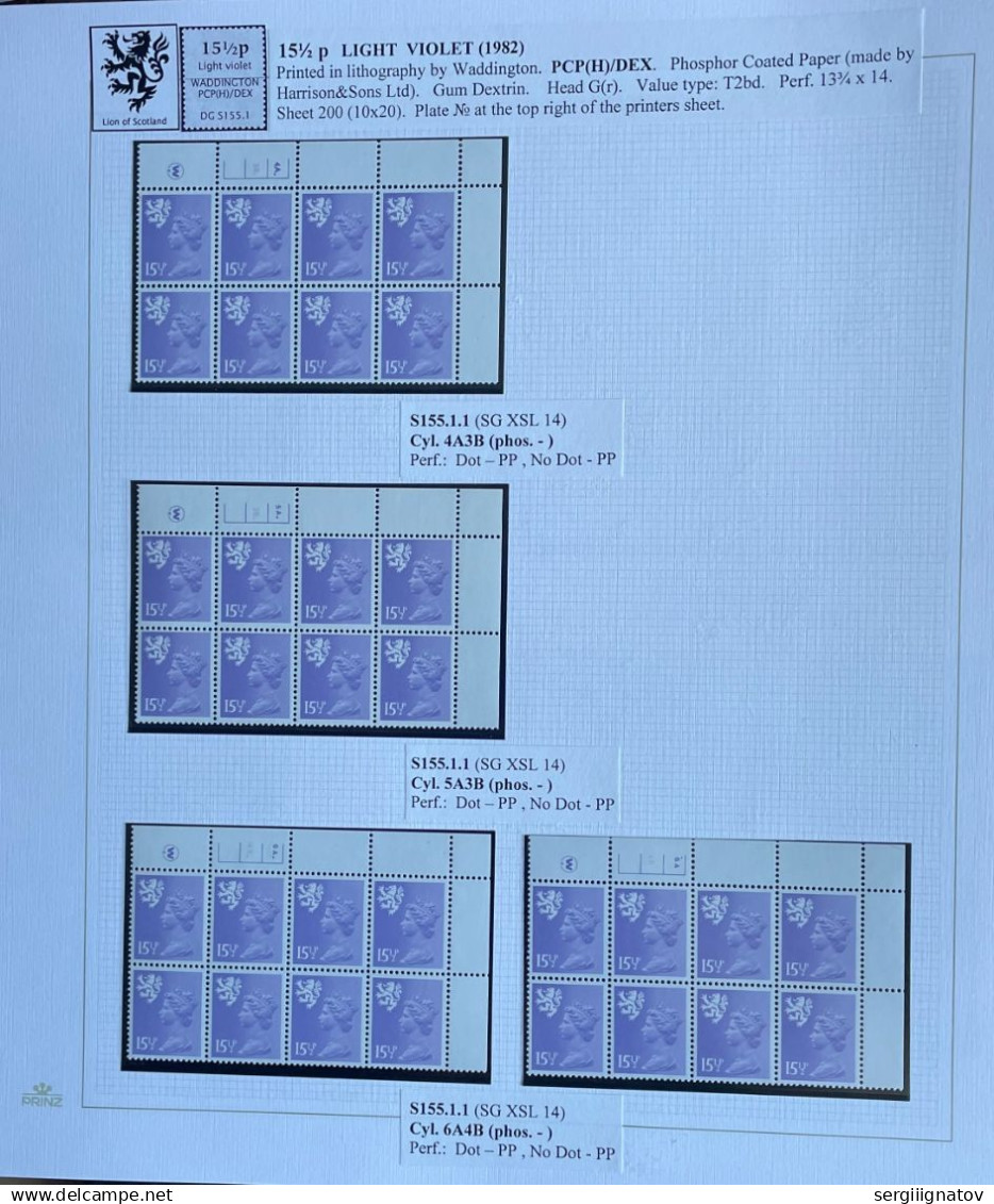 11,5p-15,5p Collection of Scotland Regional Machin cylinder blocks (19 pages)