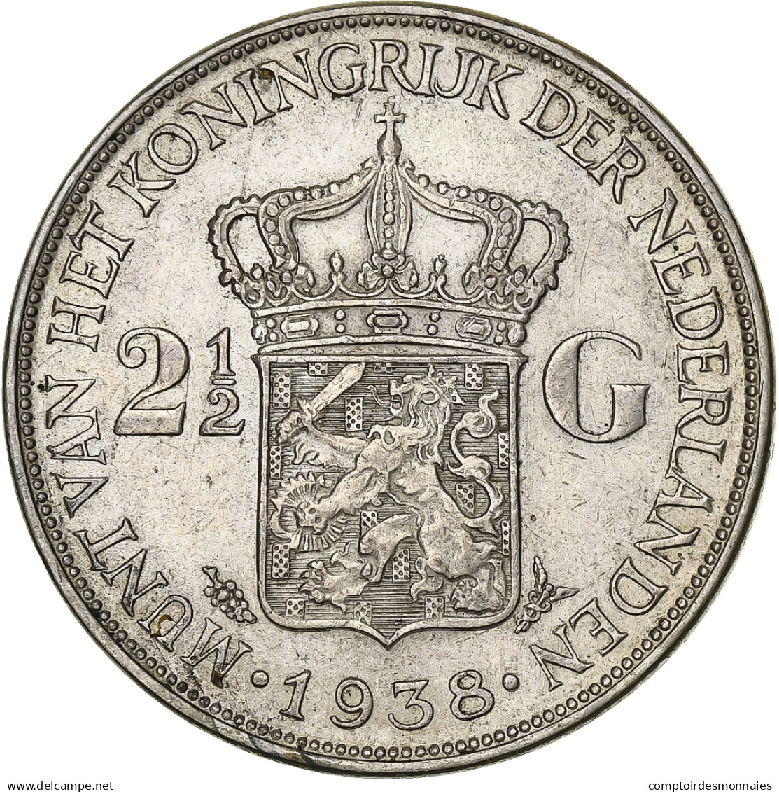 Pays-Bas, Wilhelmina I, 2-1/2 Gulden, 1938, Argent, SUP, KM:165 - 2 1/2 Gulden