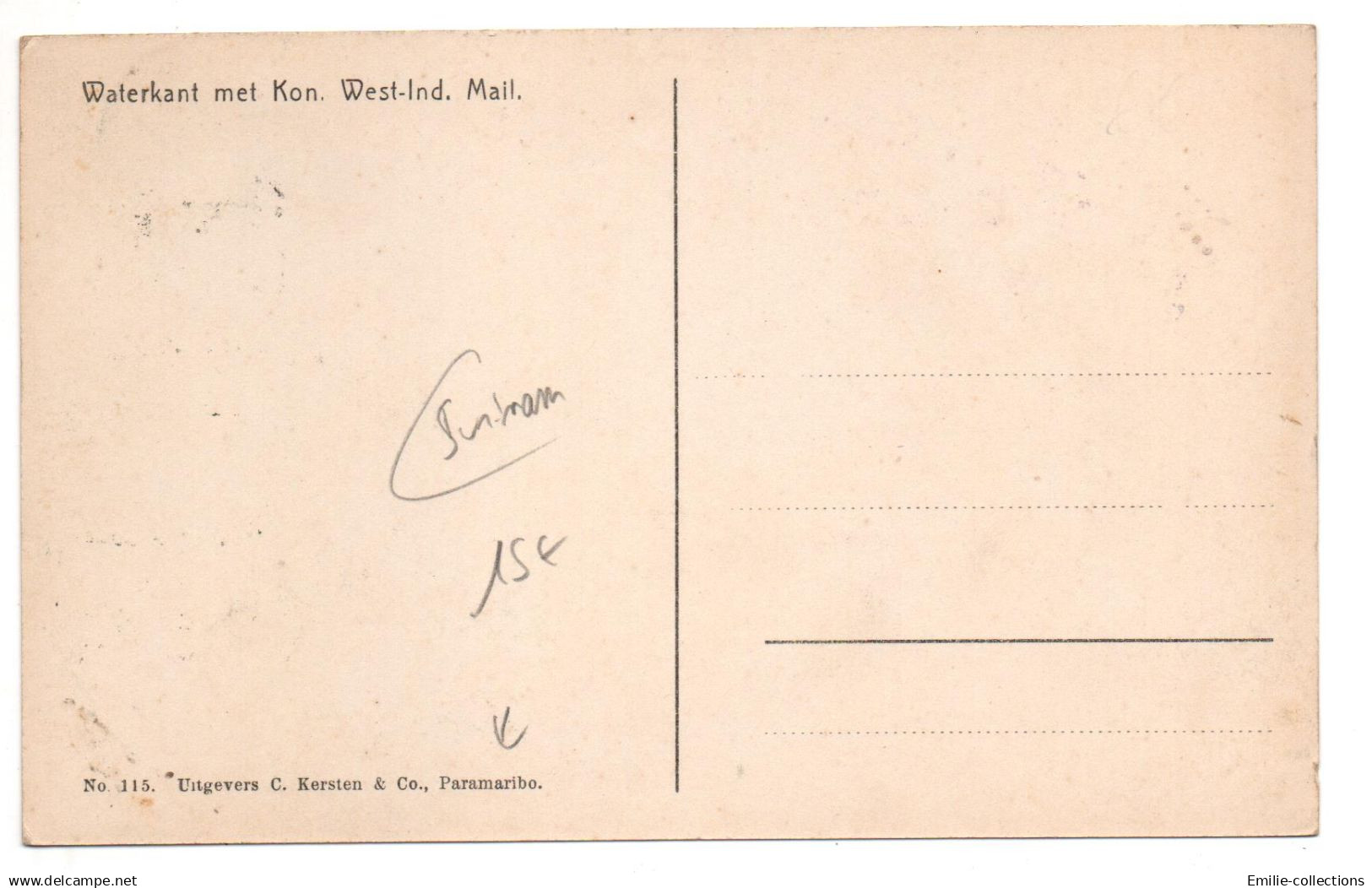 EDITEUR à PARAMARIBO (SURINAM / SURINAME) - WATERKANT MET KON. WEST-IND MAIL - Suriname