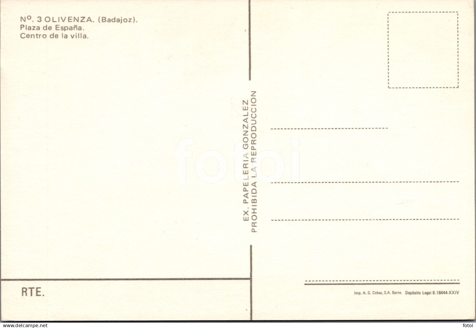 PHOTO POSTCARD PLAZA OLIVENZA BADAJOZ SPAIN ESPAÑA CARTE POSTALE - Badajoz
