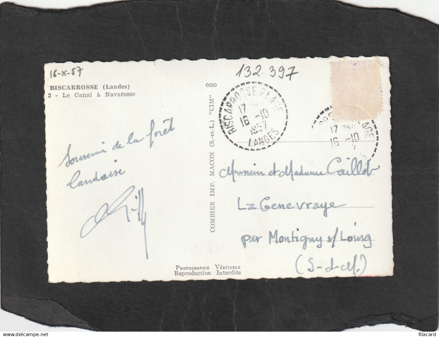 132397        Francia,     Biscarrosse,  Le  Canal  A Navarosse,   VGSB  1957 - Biscarrosse