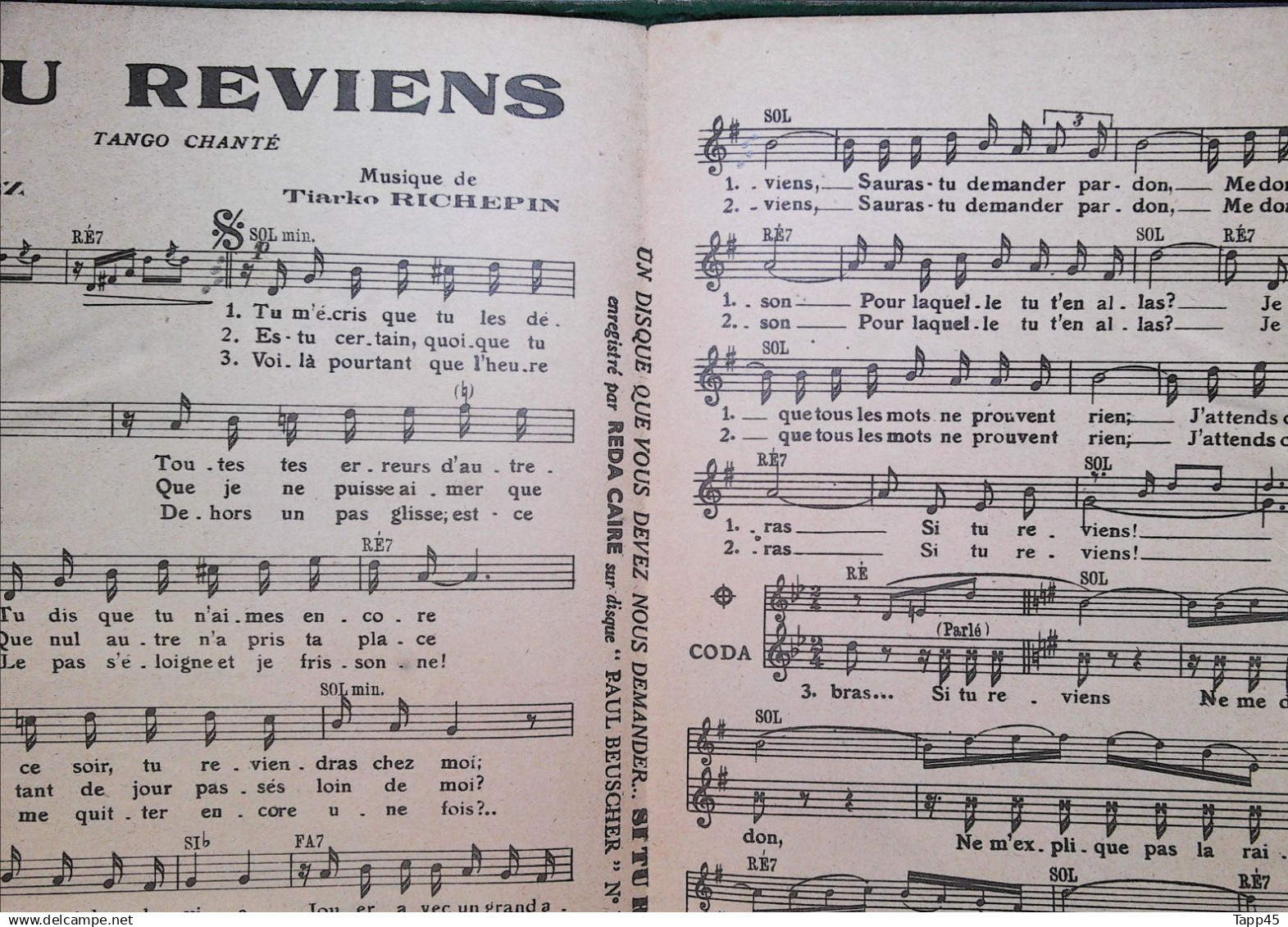 Aubert Jeanne  > S > Partition > Chansons Des Rues* > Ordre Alpha. > Chanteurs Et  Titres > Réf: 23/1/25 - Vocals