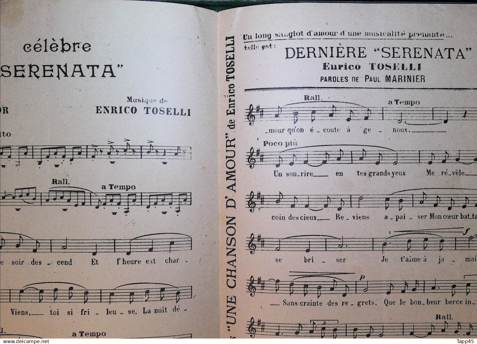 Toselli Enrico    > T > Partition > Chansons Des Rues* > Ordre Alpha. > Chanteurs Et  Titres >   Réf: 28/1/25 - Vocals