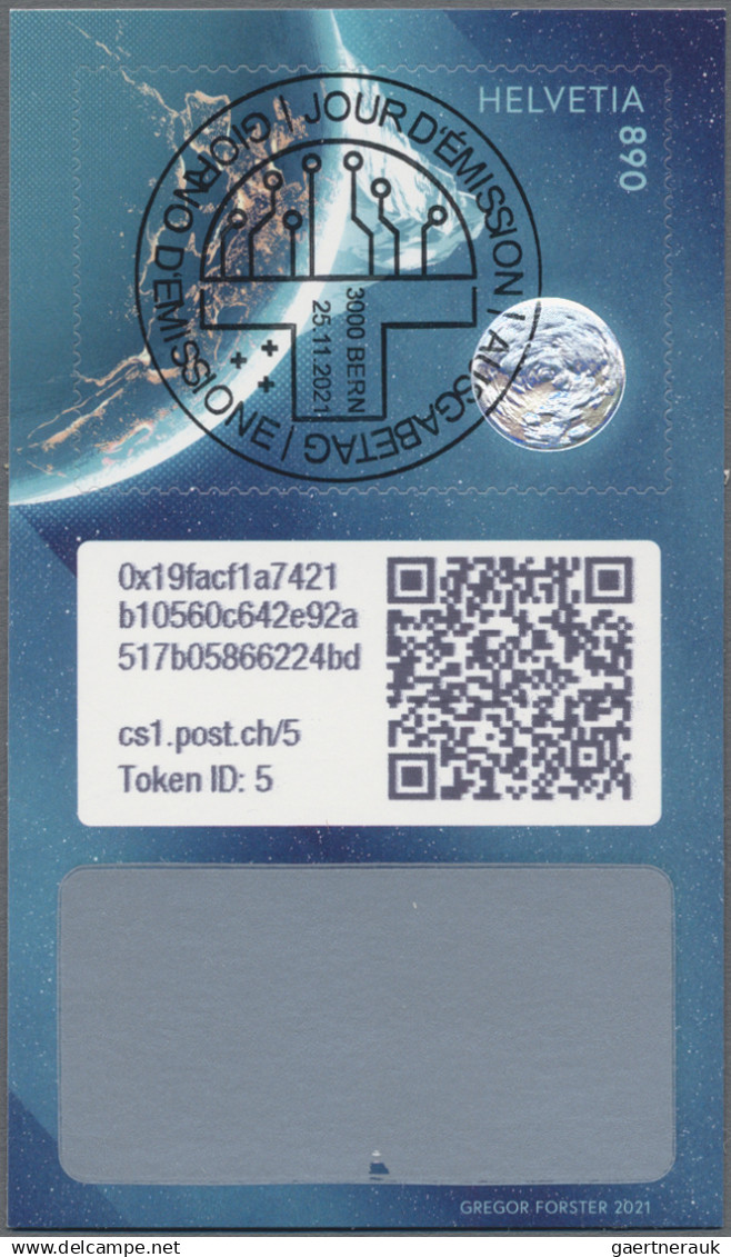 Schweiz: 2021 Kryptostamp: Fünf verschiedene Blocks (Matterhorn, Dent Blache, Pi