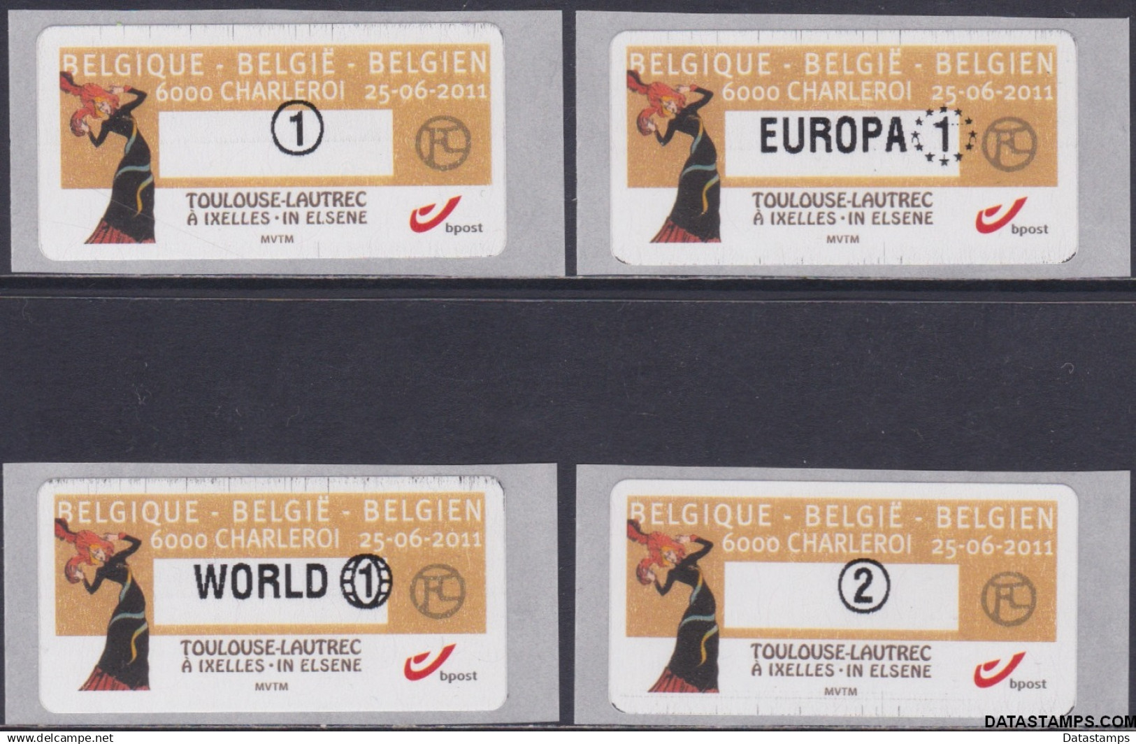 België 2011 - Mi:autom 77, Yv:TD 83, OBP:ATM 134 S12, Machine Stamp - XX - Toulouse Lautrec Ixelles - Postfris