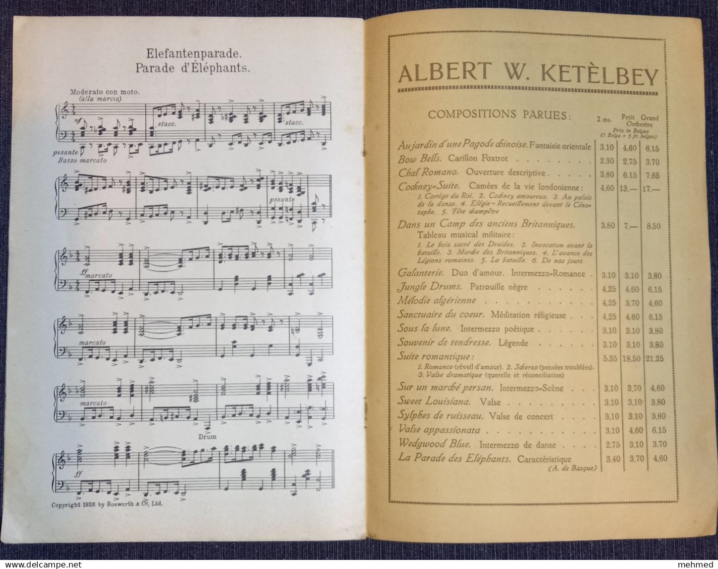 Partition Musicale Albert W. Ketélbey ( Compositions Modernes ) - Film Music