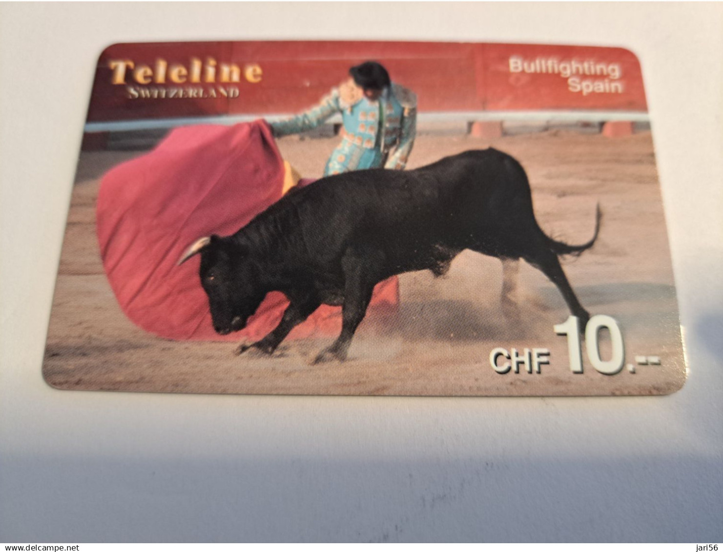 ZWITSERLAND  CHF 10,-   / PREPAID CARD  /TELELINE/  BULL FIGHTING SPAIN  /ANIMAL     /   FINE USED CARD **19529** - Schweiz