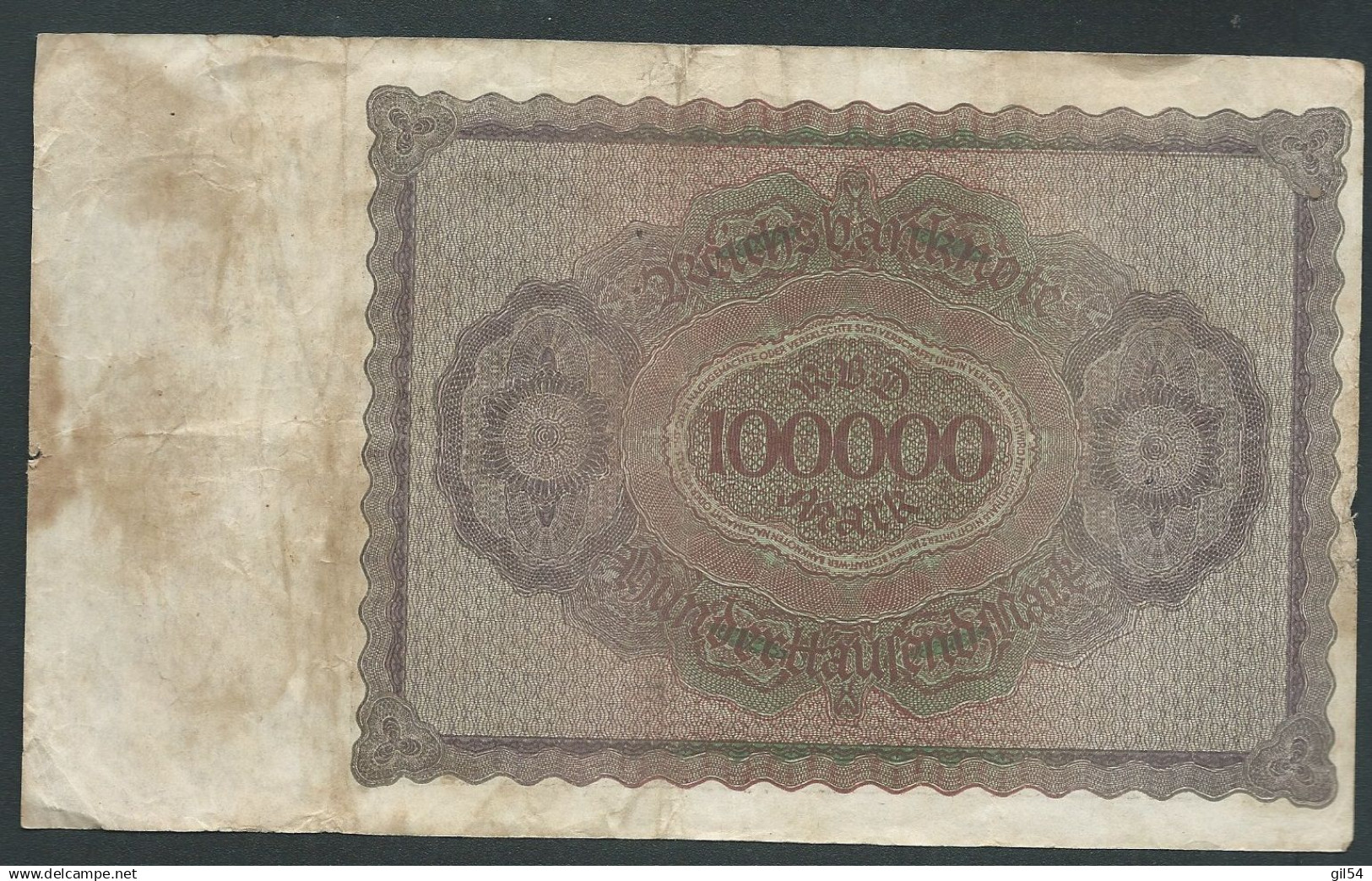 BILLETS REICHBANKNOTE - 100.000 MARK . 1-2-1923 . N° 1OU.154104 Laura 22507 - 100000 Mark